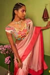 Shop_Siddhartha Bansal_Multi Color Pure Satin Embroidered Patchwork V Ombre Saree With Blouse  _Online_at_Aza_Fashions