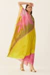 Buy_Shivani Bhargava_Multi Color Silk Beads V-neck Abstract Grid Pattern Kaftan _Online_at_Aza_Fashions