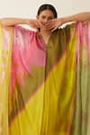 Shivani Bhargava_Multi Color Silk Beads V-neck Abstract Grid Pattern Kaftan _at_Aza_Fashions