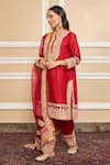 Buy_Sheetal Batra_Red Dupatta  Organza, Kurta  Pure Chanderi, Salwar Embroidered Set 
