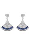 Shop_Sangeeta Boochra_Blue Sapphire Stones Saniya Silver Drop Earrings _Online_at_Aza_Fashions