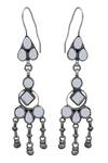 Sangeeta Boochra_Silver Plated Mirrors, Tassels Shiza Embellished Earrings _Online_at_Aza_Fashions