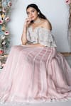 Buy_Sunita Bhandari_Pink Viscose Organza Embroidered Cutdana Sequin Work Lehenga And Ruffle Blouse Set _Online_at_Aza_Fashions