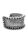 Sangeeta Boochra_Silver Plated Stones Lubena Checkered Pattern Cuff Bracelet _Online_at_Aza_Fashions