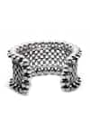 Buy_Sangeeta Boochra_Silver Plated Stones Lubena Checkered Pattern Cuff Bracelet _Online_at_Aza_Fashions