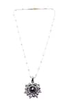 Sangeeta Boochra_Silver Plated Labradorite Sofia Handcrafted Pendant Necklace _Online_at_Aza_Fashions