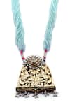 Sangeeta Boochra_Gold Plated Pearls Aasia Floral Carved Embellished Necklace _Online_at_Aza_Fashions