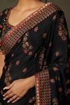 RI.Ritu Kumar_Black Silk Chinnon Embroidered Floral Avena Print And Aari Work Saree For Women_Online_at_Aza_Fashions