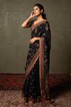 Buy_RI.Ritu Kumar_Black Silk Chinnon Embroidered Floral Avena Print And Aari Work Saree For Women_Online_at_Aza_Fashions