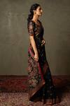 Shop_RI.Ritu Kumar_Black Silk Chinnon Embroidered Floral Avena Print And Aari Work Saree For Women_Online_at_Aza_Fashions