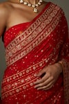 Shop_RI.Ritu Kumar_Red Saree And Blouse Fabric & Villa With Unstitched _Online_at_Aza_Fashions