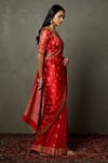 RI.Ritu Kumar_Red Saree And Blouse Fabric & Satin Girija With Unstitched _Online_at_Aza_Fashions