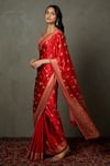 Buy_RI.Ritu Kumar_Red Saree And Blouse Fabric & Satin Girija With Unstitched _Online_at_Aza_Fashions