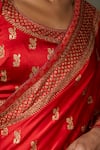 RI.Ritu Kumar_Red Saree And Blouse Fabric & Satin Girija With Unstitched _at_Aza_Fashions