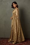 RI.Ritu Kumar_Gold Silk Embroidery Rohira Saree With Unstitched Blouse Fabric_Online_at_Aza_Fashions