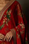 Buy_RI.Ritu Kumar_Red Viscose, Chiffon Embroidery Water Lily Print And Saree_Online_at_Aza_Fashions