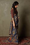 Buy_RI.Ritu Kumar_Blue Viscose, Rayon Embroidery Romantic Flower Print Saree_Online_at_Aza_Fashions