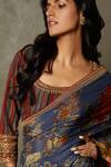 Shop_RI.Ritu Kumar_Blue Viscose, Rayon Embroidery Romantic Flower Print Saree_Online_at_Aza_Fashions