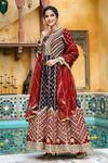 Shop_Bairaas_Maroon Cotton, Organza Floral, Gota Patti, Print And Work Anarkali With Dupatta_Online_at_Aza_Fashions