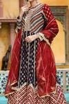 Bairaas_Maroon Cotton, Organza Floral, Gota Patti, Print And Work Anarkali With Dupatta_at_Aza_Fashions