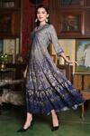 Buy_Bairaas_Blue Rayon Royal Palace Pattern Dress_Online_at_Aza_Fashions