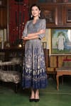 Shop_Bairaas_Blue Rayon Royal Palace Pattern Dress_Online_at_Aza_Fashions