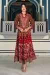 Bairaas_Red Rayon Elephant And Bohemian Pattern Dress_Online_at_Aza_Fashions