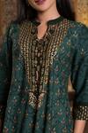 Bairaas_Green Rayon Ombre Bohemian And Elephant Pattern Dress_Online_at_Aza_Fashions