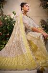 BAIRAAS_Grey Mulmul Print Khari Round Neck And Gota Work Kurta Set_at_Aza_Fashions