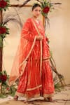 Buy_BAIRAAS_Red Muslin Printed And Embroidered Floral Surplice Neck Kurta Sharara Set_Online_at_Aza_Fashions