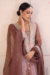 Bairaas_Purple Kota Doria Pastel Bandhani Print Anarkali Sharara Set_at_Aza_Fashions