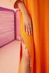Shop_Sureena Chowdhri_Orange Muslin Oblivion Embroidered Yoke Kaftan_Online_at_Aza_Fashions
