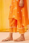 Sureena Chowdhri_Orange Silk Chanderi Embroidered Dori Deep V Neck Daydream Kurta Set  _at_Aza_Fashions