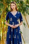 Shop_Missprint_Blue Cotton Printed Floral V Neck Dress For Women_Online_at_Aza_Fashions