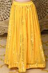 Shop_Saka Designs_Yellow Silk Blend Embroidery Sequins Lehenga Set  _Online_at_Aza_Fashions