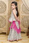 Saka Designs_Grey Cotton, Net Embroidery, Tassels Floral Print Lehenga Choli Set_Online_at_Aza_Fashions