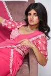 Shop_Asaga_Pink Silk, Georgette Embroidery Sweetheart Neck Jolie Pre-draped Saree _Online_at_Aza_Fashions