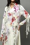 Shop_AK-OK_Ivory Satin Silk Floral Print Ruffle Shirt Dress_Online_at_Aza_Fashions