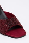 Shop_Doux Amour_Red Valencia Nebula Embellished Flare Heels_Online_at_Aza_Fashions