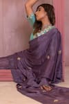 The Home Affair_Purple Saree Chinon Embroidered Gotapatti Scallop Two-tone Gota With Blouse _at_Aza_Fashions