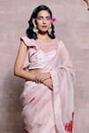 Buy_Shilpi Gupta_Pink Organza Embroidery Resham Thread Work Round Saree With Blouse  _Online_at_Aza_Fashions