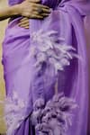 Buy_Shilpi Gupta_Purple Organza Feathers, Sequins Round Neck Embroidered Saree With Blouse _Online_at_Aza_Fashions