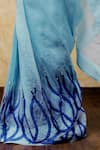 Buy_Shilpi Gupta_Blue Organza Embroidery, Cut Work Round Neck Saree With Floral Detail Blouse _Online_at_Aza_Fashions