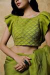 Buy_Shilpi Gupta_Green Organza Embroidery Round Neck Saree With Scallop Blouse _Online_at_Aza_Fashions