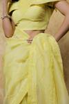 Shilpi Gupta_Yellow Organza Beads, Cut Work Round Neck Embroidered Saree With Draped Blouse _Online_at_Aza_Fashions