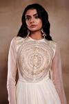 Buy_SHASHA GABA_Ivory Organza Hand Embroidered Mandala Round Bliss Gown  _Online_at_Aza_Fashions