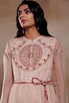 SHASHA GABA_Pink Organza Embroidery Thread Round Rosie Mandala Gown _Online_at_Aza_Fashions