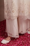 Buy_SHASHA GABA_Cream Organza Embroidery Beads Round Rosa Woodli Kurta And Palazzo Set _Online_at_Aza_Fashions