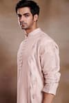 Shasha Gaba_Pink Chanderi Sequins, Embroidery Veer Pintucked Kurta _Online_at_Aza_Fashions