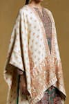 Shop_Ritu Kumar_Beige 72% Modal 28% Wool Paisley Open Shrug _Online_at_Aza_Fashions